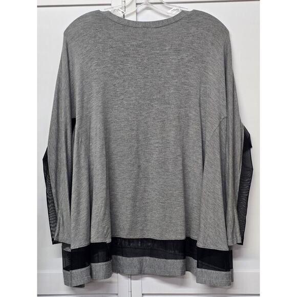 IC Connie K Blouse Womens Medium Black Mesh/ Gray Lagenlook Swing Tunic Size Med - Picture 7 of 7